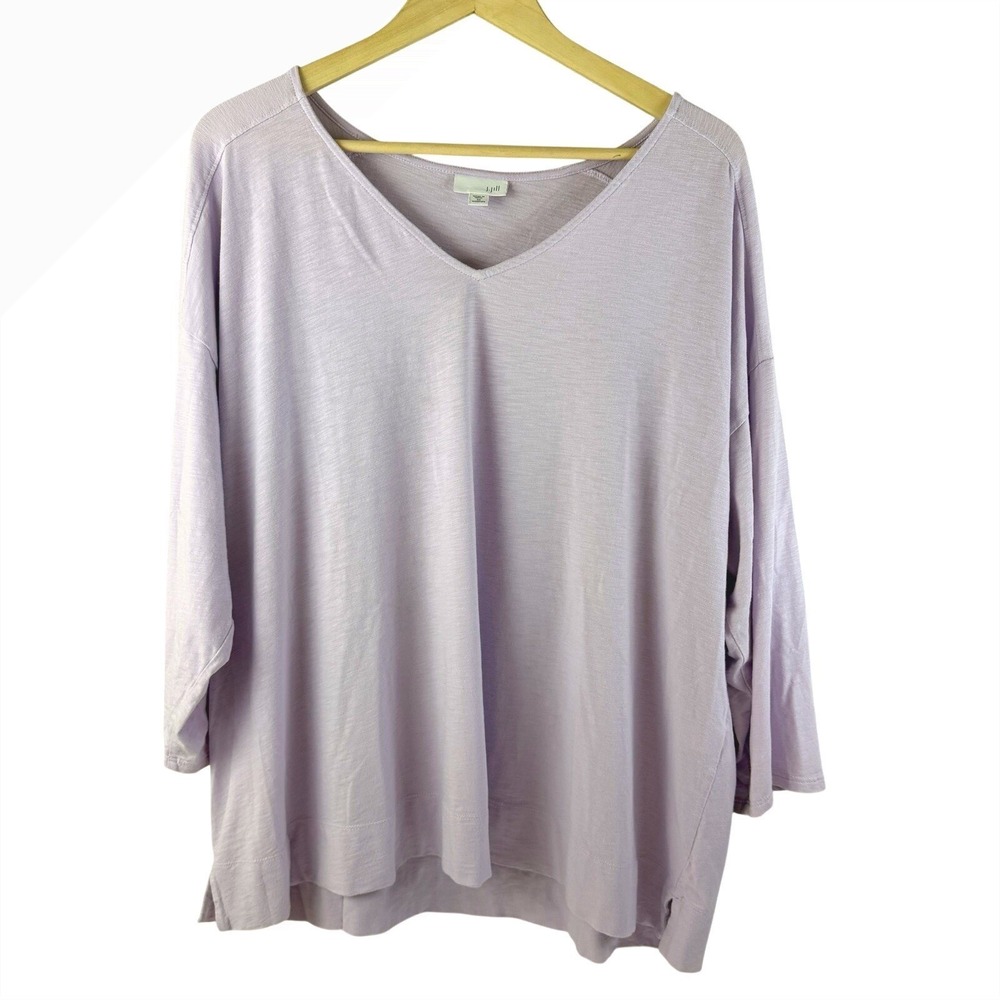 J Jill Top Womens 3X Lavender V Neck Tunic Soft Stretch Casual Plus